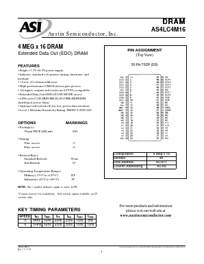AS4LC4M16DG-5S/XT Datasheet PDF Austin Semiconductor