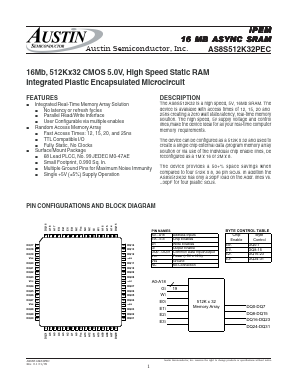 AS8S512K32PEC-15/ET Datasheet PDF Austin Semiconductor