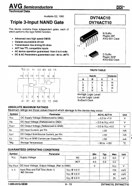 DV74ACT10 Datasheet PDF AVG Semiconductors=>HITEK