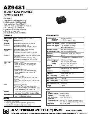 AZ9481-1CE-5D Datasheet PDF American Zettler, Inc.