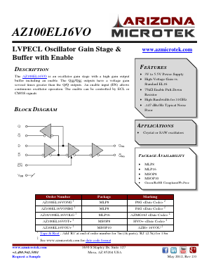 AZ100EL16VOTR2 Datasheet PDF Arizona Microtek, Inc