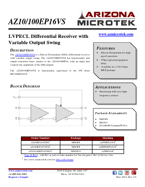 AZ10EP16VSTG Datasheet PDF Arizona Microtek, Inc