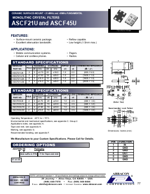 ASCF21U Datasheet PDF Abracon Corporation