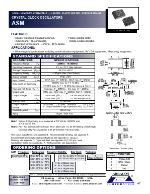 ASM Datasheet PDF Abracon Corporation