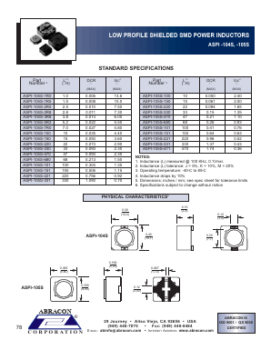 ASPI-105S Datasheet PDF Abracon Corporation