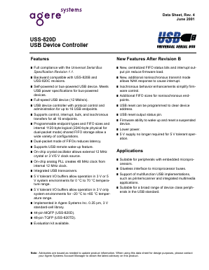 USS-820D Datasheet PDF Agere -> LSI Corporation