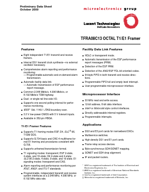 TFRA08C13-DB Datasheet PDF Agere -> LSI Corporation