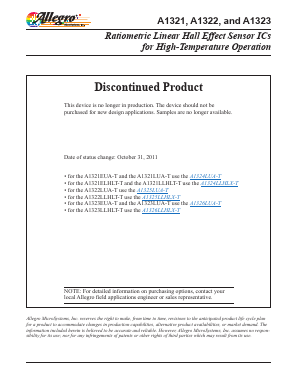 A1321ELHLT-T Datasheet PDF Allegro MicroSystems