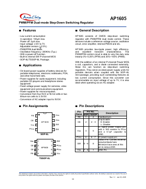 AP1605TSLA Datasheet PDF Anachip Corporation