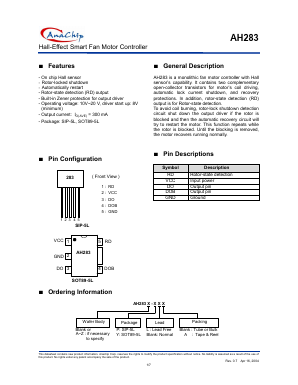 AH283-Y Datasheet PDF Anachip Corporation