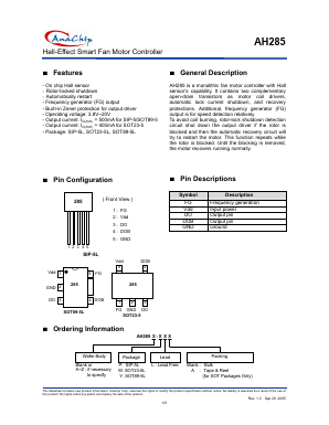 AH285-PL Datasheet PDF Anachip Corporation