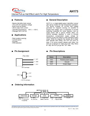 AH173W-P-B Datasheet PDF Anachip Corporation