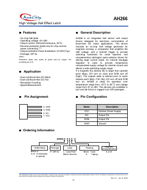 AH266U-P-A Datasheet PDF Anachip Corporation