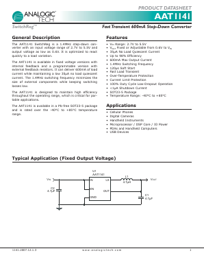 AAT1141IGV-1.8-T1 Datasheet PDF Advanced Analogic Technologies