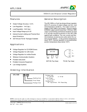 APL1088EC-PB Datasheet PDF Anpec Electronics
