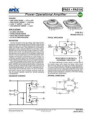 PA51A Datasheet PDF Apex Microtechnology