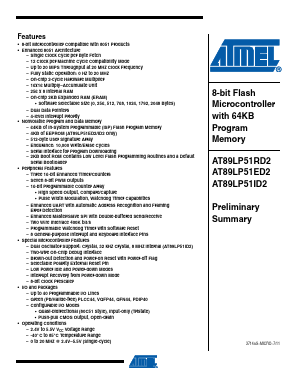 AT89LP51ED2 Datasheet PDF Atmel Corporation