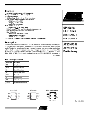 AT25HP256C1-10CI Datasheet PDF Atmel Corporation