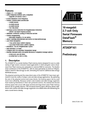 AT26DF161-MU Datasheet PDF Atmel Corporation