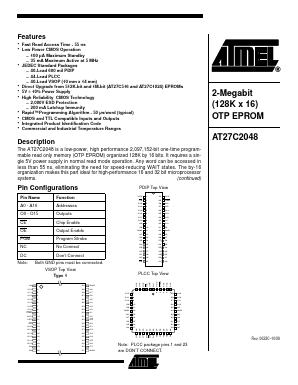 AT27C2048-70 Datasheet PDF Atmel Corporation