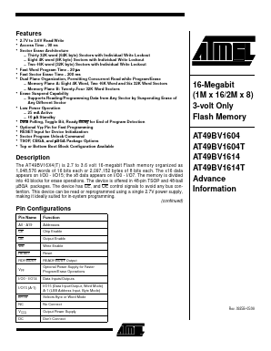 AT49BV1604T-12 Datasheet PDF Atmel Corporation