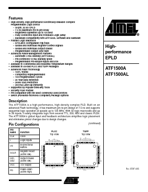 ATF1500A-7JC Datasheet PDF Atmel Corporation