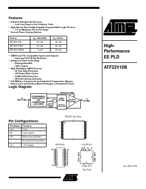 ATF22V10 Datasheet PDF Atmel Corporation