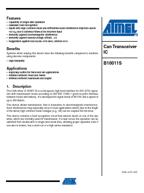 B10011S Datasheet PDF Atmel Corporation