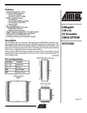 27C080 Datasheet PDF Atmel Corporation