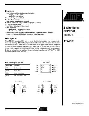 AT24C01-10SI-1.8 Datasheet PDF Atmel Corporation