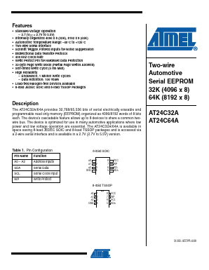 AT24C64A Datasheet PDF Atmel Corporation