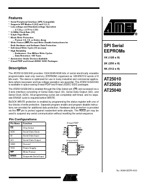 AT25010 Datasheet PDF Atmel Corporation