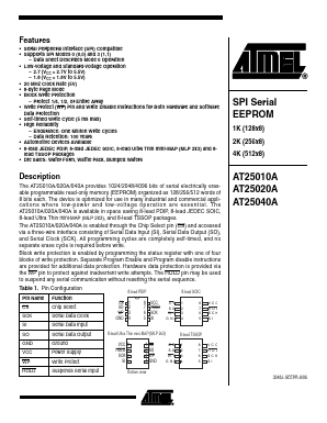 AT25040A-W1.8-11 Datasheet PDF Atmel Corporation