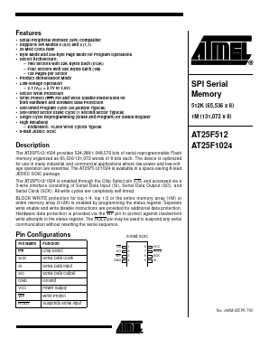AT25F1024N-10SI-2.7 Datasheet PDF Atmel Corporation