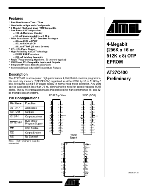 AT27C400-90TC Datasheet PDF Atmel Corporation