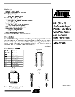 AT28BV64B Datasheet PDF Atmel Corporation