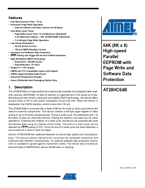 AT28HC64B-70TU Datasheet PDF Atmel Corporation