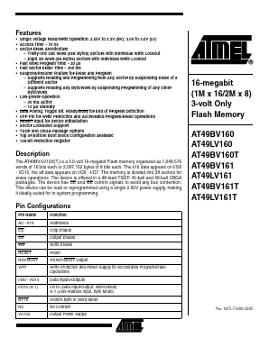 AT49BV160 Datasheet PDF Atmel Corporation