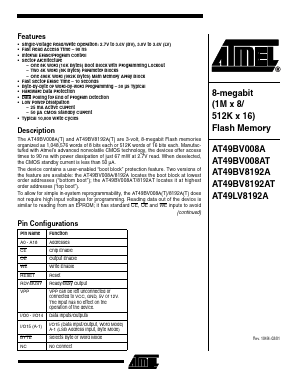 AT49BV8192AT-90CI Datasheet PDF Atmel Corporation