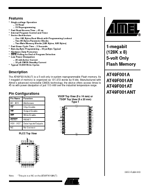 AT49F001A Datasheet PDF Atmel Corporation