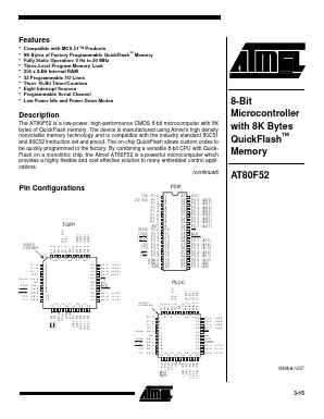 AT80F52-12JI Datasheet PDF Atmel Corporation