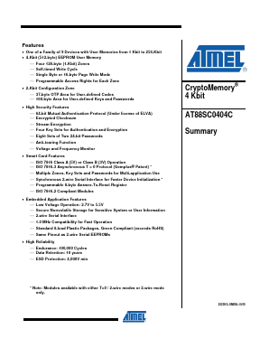 AT88SC0404C-WI Datasheet PDF Atmel Corporation