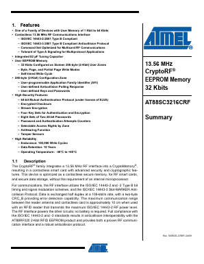AT88SC3216CRF-L01B Datasheet PDF Atmel Corporation