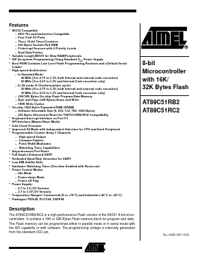 AT89C51RC2-SLSUL Datasheet PDF Atmel Corporation