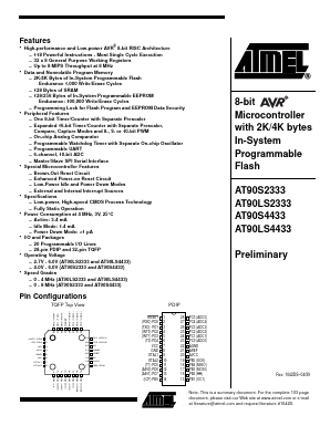 AT90S2333 Datasheet PDF Atmel Corporation