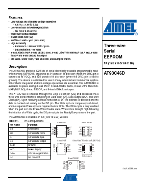 AT93C46D Datasheet PDF Atmel Corporation