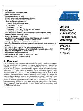 ATA6624-PGQW Datasheet PDF Atmel Corporation