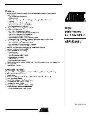 ATF1502ASV-20AC44 Datasheet PDF Atmel Corporation