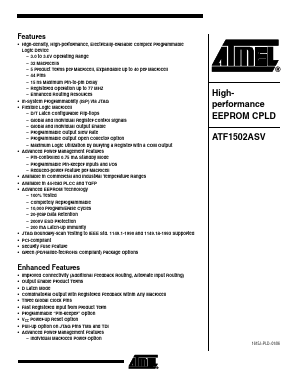 ATF1502ASV-20JC44 Datasheet PDF Atmel Corporation