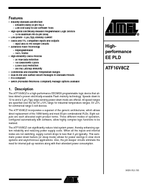 ATF16V8CZ-15PI Datasheet PDF Atmel Corporation